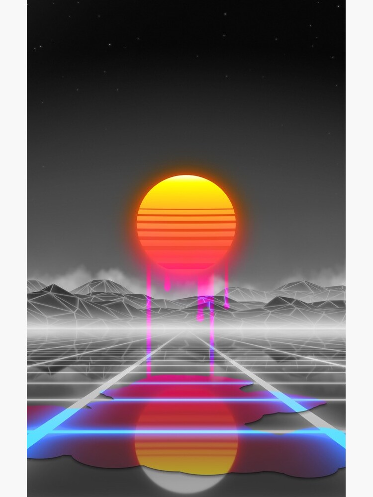 Dripping colored sun in a synthwave landscape by GaiaDC