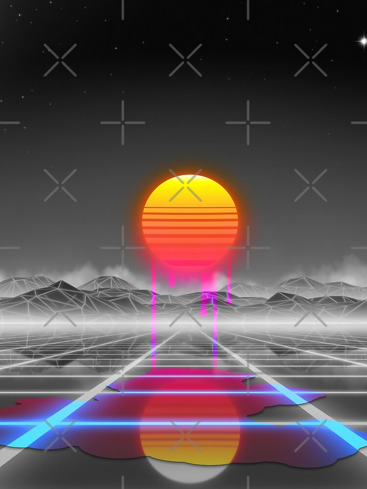 Dripping colored sun in a synthwave landscape by GaiaDC