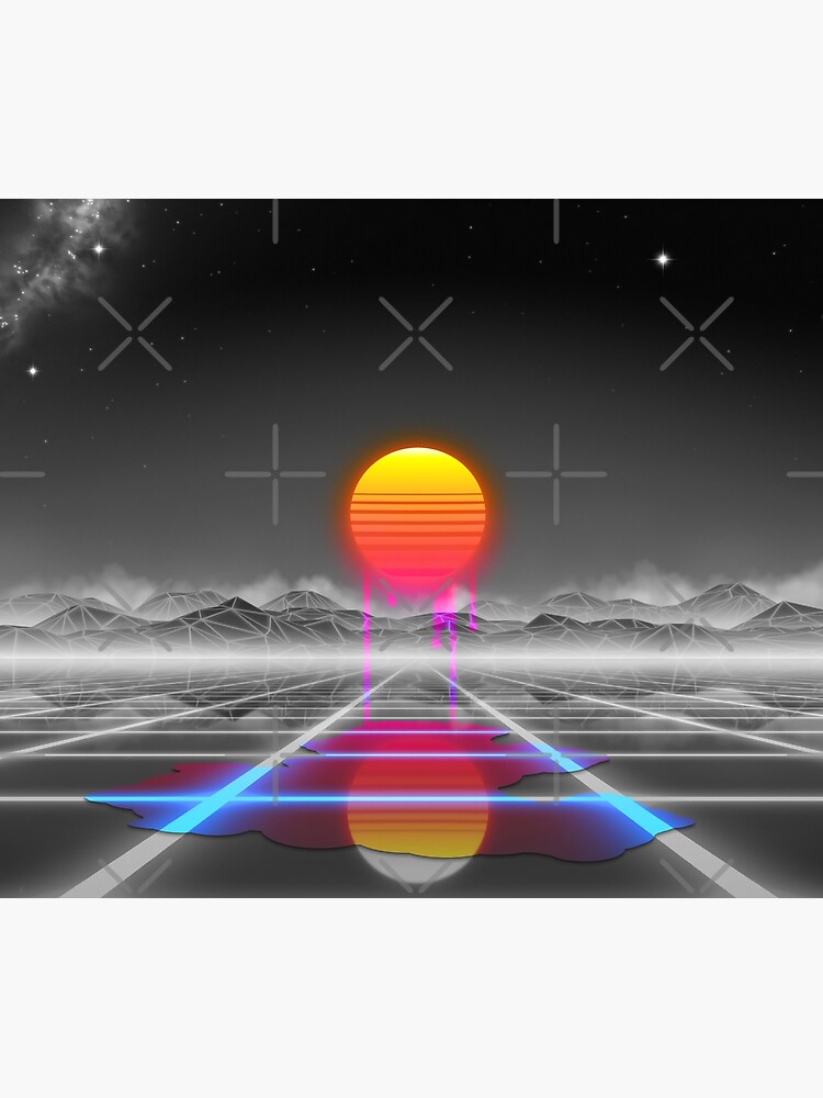 Dripping colored sun in a synthwave landscape by GaiaDC