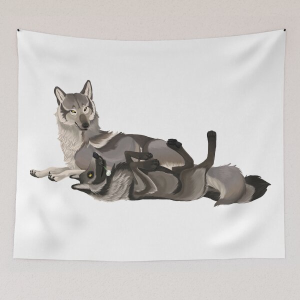 Item preview, Romantic Wolf Couple designed and sold by AnimalDoodles.