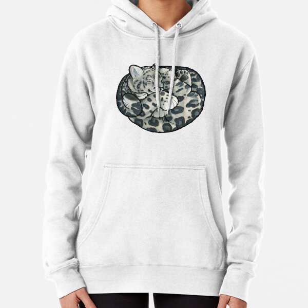 Sleeping snow leopard cub Pullover Hoodie