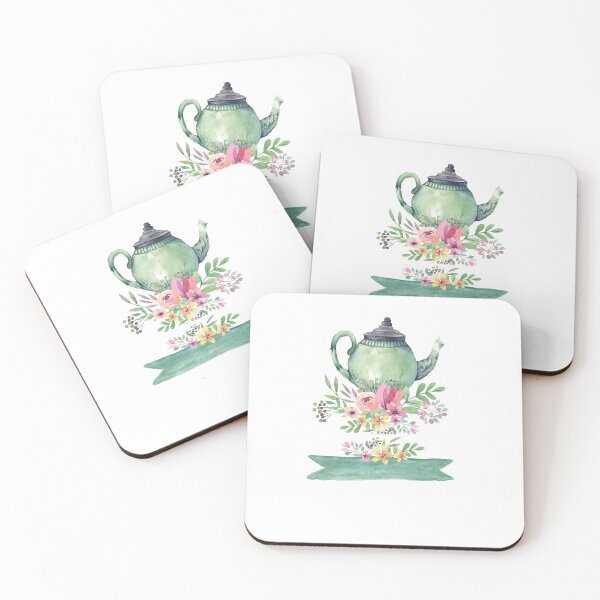 Item preview, Teapot with flowers watercolor designed and sold by bezshlyakh.