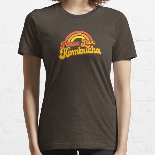 PEACE, LOVE, KOMBUCHA - Retro Rainbow Essential T-Shirt