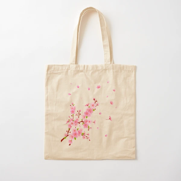 【Idang Club】 Sakura tote bag Amazon.com: Sakura Pink White Blue Canvas Tote Bag with