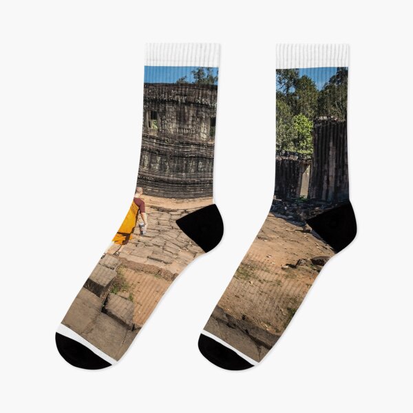 Item preview, Monk walking at the Temple Angkor Wat, Cambodia designed and sold by RezieMart.
