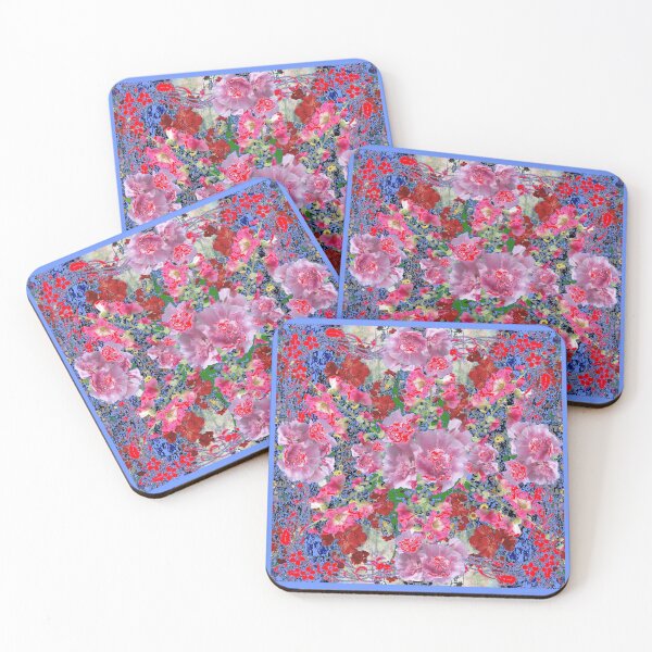 Item preview, BABY BLUE ART & PINK HOLLY HOCKS GARDEN ART designed and sold by sharlesart.