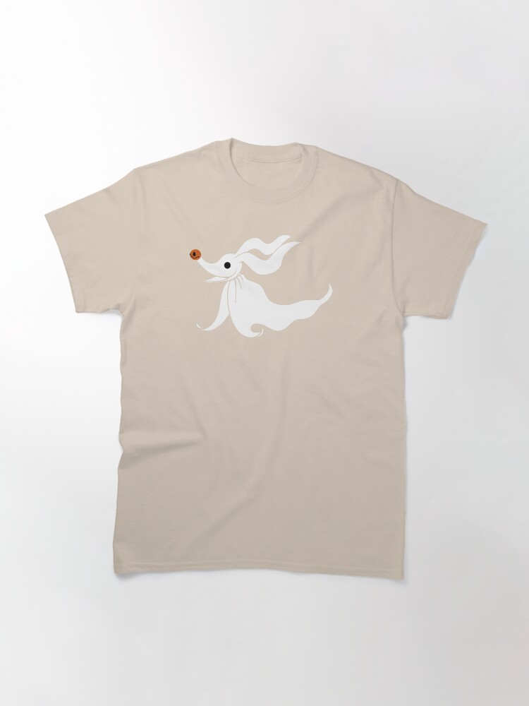 Thumbnail 2 of 7, Classic T-Shirt, Zero - Nightmare Before Christmas, Skellington, Pumpkin King, White, Grin, Evil, Halloween, Christmas, Finkelstein, Dog, Ghost, Nose designed and sold by CanisPicta.