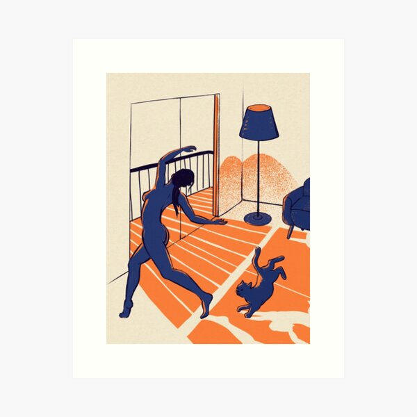 Item preview, Dancing with the cat | Moody sunset light and shadows | Aesthetic room | lets dance Naked | Femme Fatale | Sunlight | Alone at Home Again | Balcony | Quarantine Pawfect Buddies | Reusable Facemask designed and sold by Any Color Designs.