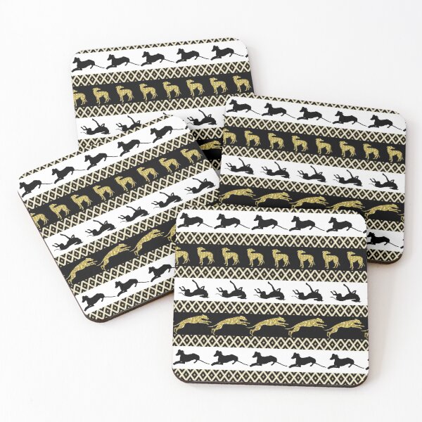 Item preview, Greyhounds in Black Gold and White Diamonds designed and sold by GreytGraphicals.