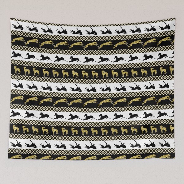Item preview, Greyhounds in Black Gold and White Diamonds designed and sold by GreytGraphicals.