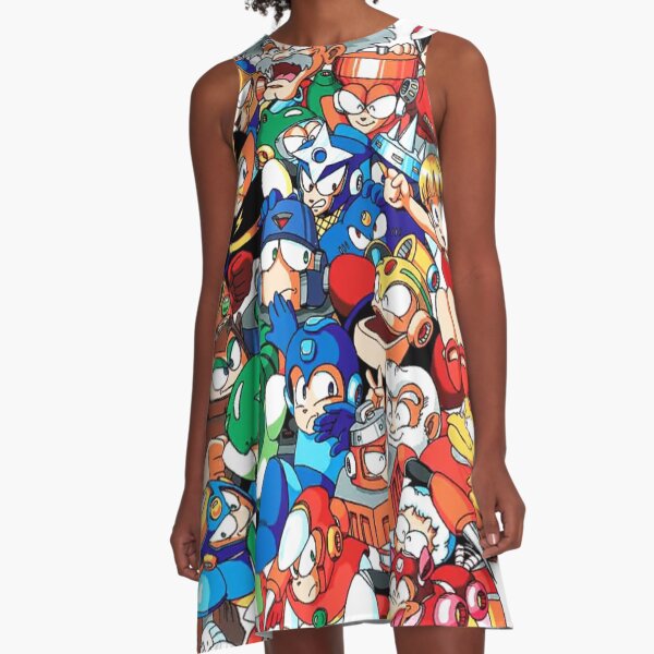 Mega Man 1, 2, and 3 Robot Masters A-Line Dress