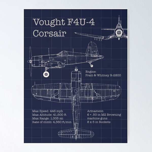 Item preview, Vought F4U-4 Corsair Blueprint designed and sold by The War Effort.