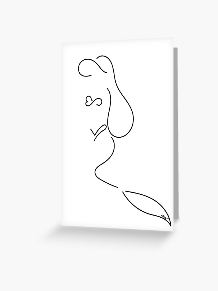 Mermaid Line Drawing Greeting Card By Manonscanon Redbubble