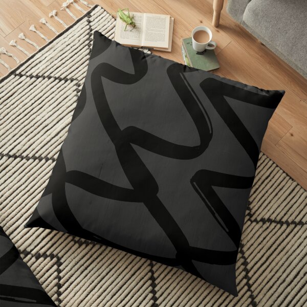 Black and Charocal Zig Zag Floor Pillow