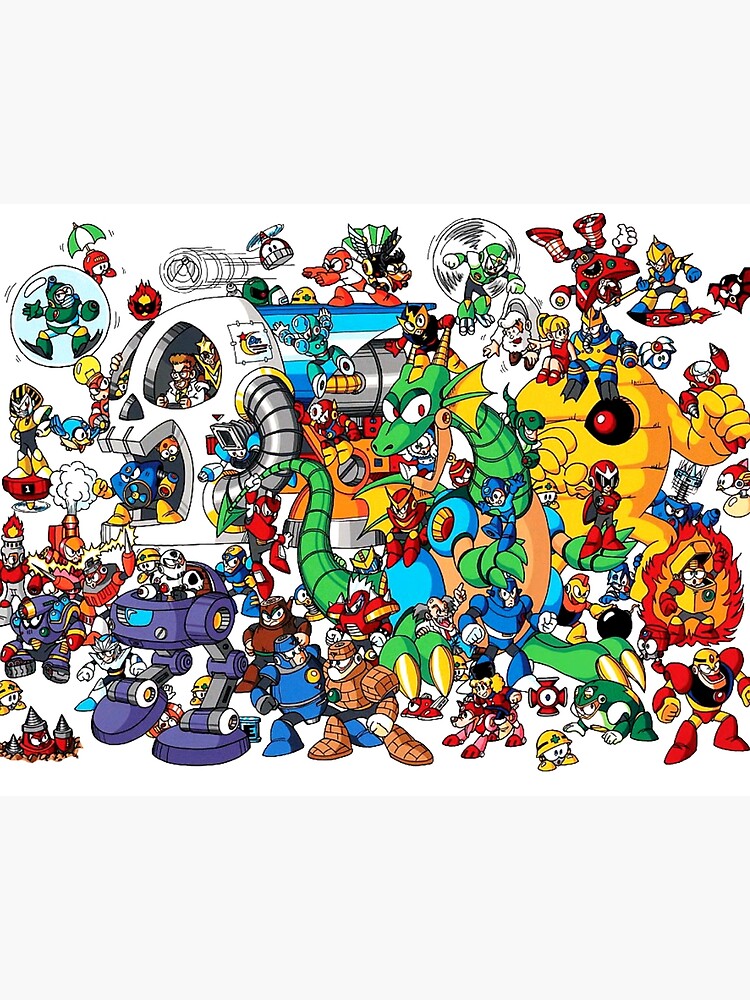 Mega Man And All Of His Enemies Art Board Print By Infiniterivals Redbubble