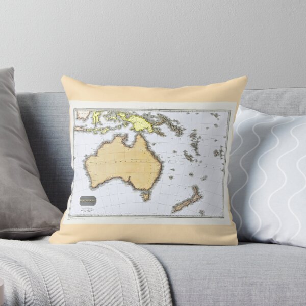 Antique Map of Australasia, Pinkerton, 1818 Throw Pillow