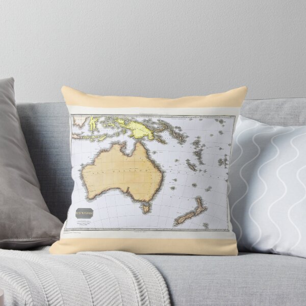 Antique Map of Australasia, Pinkerton, 1818 Throw Pillow