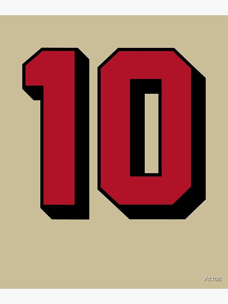 94' Football Jersey Style Throwback Number 10 Red / Black Greeting Card  for Sale by Actos