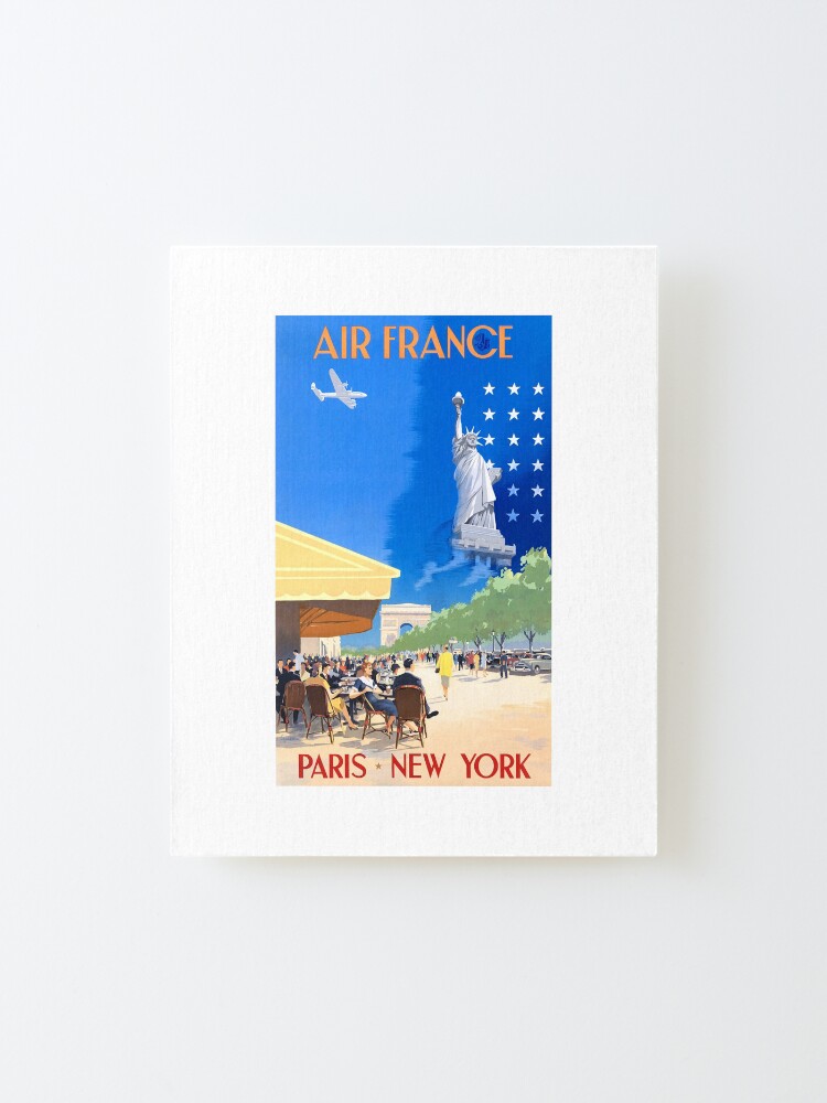 Alternate view of 1951 Paris New York Air France Advertising Poster Mounted Print