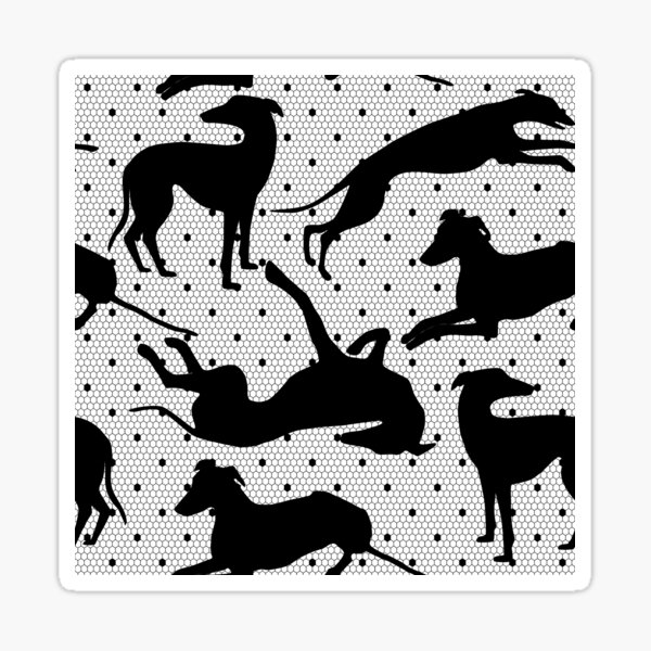 Black Greyhounds on Black Lace Netting Sticker
