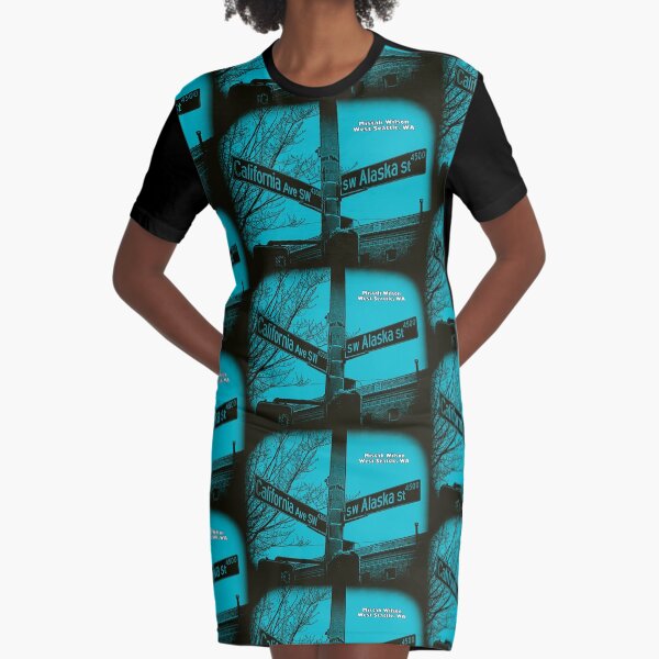 California Avenue SW & Alaska Street, West Seattle, WA by Mistah Wilson Graphic T-Shirt Dress