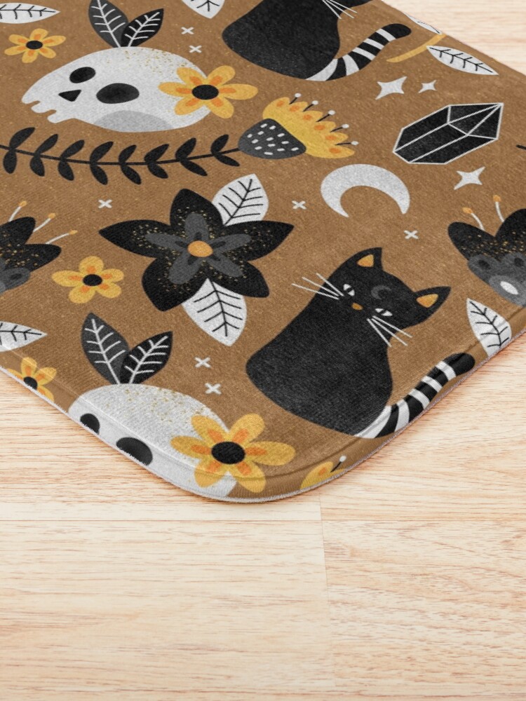 Alternate view of Black Cat And Floral Skull Bath Mat