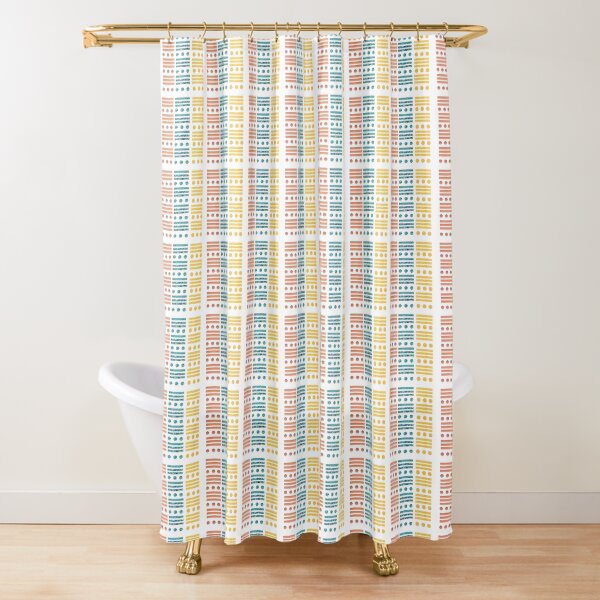 Tricolour Dots & Stripes Shower Curtain