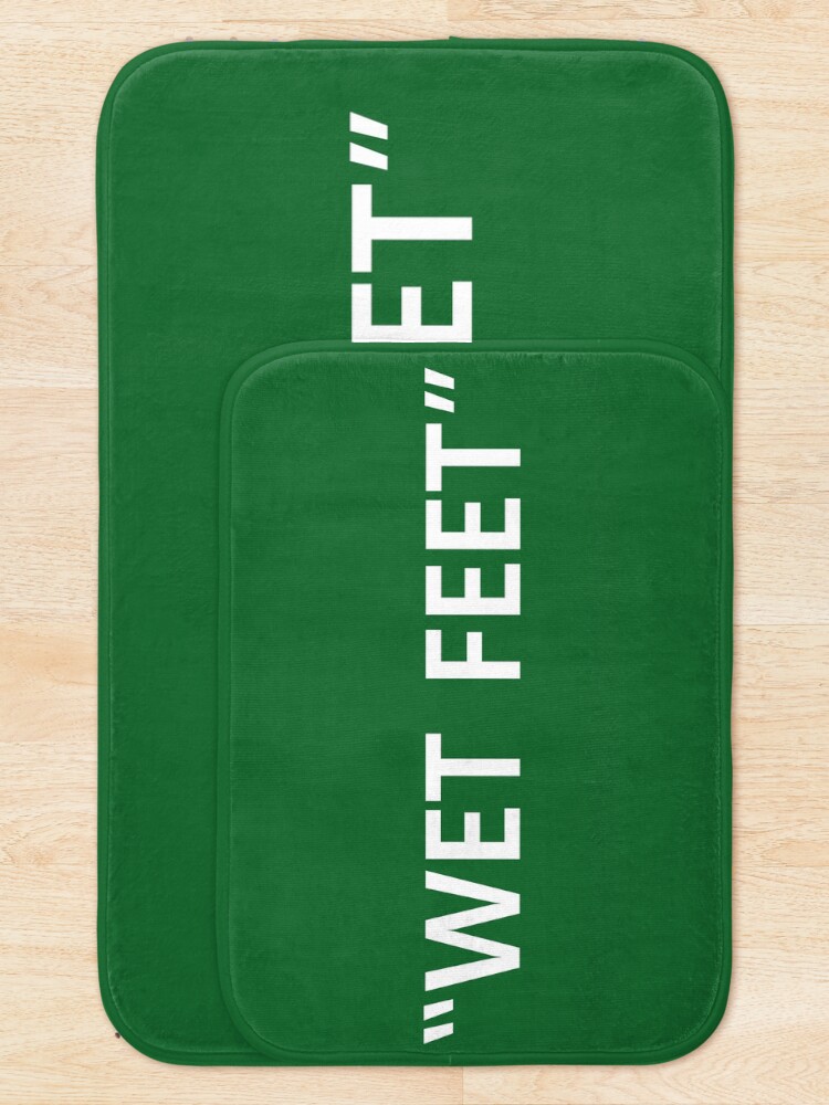 "Wet Feet White on Green" Bath Mat for Sale by callavibes Redbubble