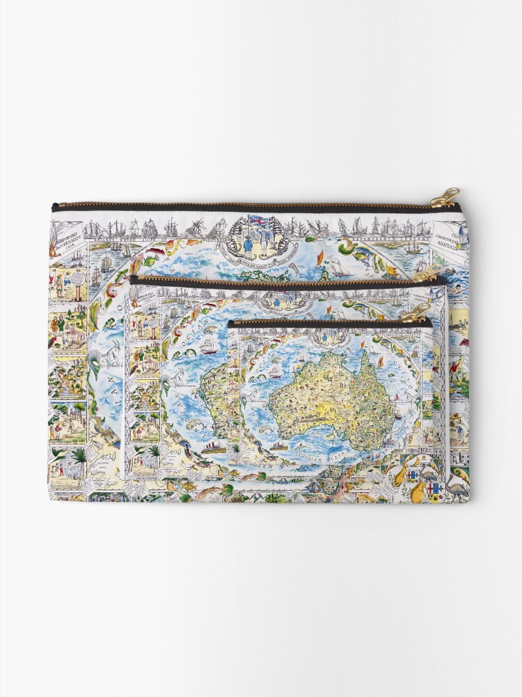 Thumbnail 2 of 4, Zipper Pouch, Antique Map of Australia, Patriotism and Resources designed and sold by sunrisecoast.
