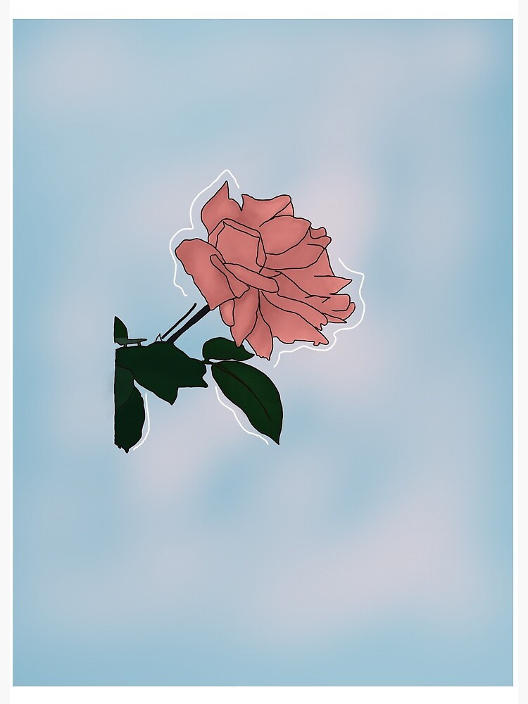 Aesthetic Digital Rose Drawing Art Board Print By Maddineville Redbubble