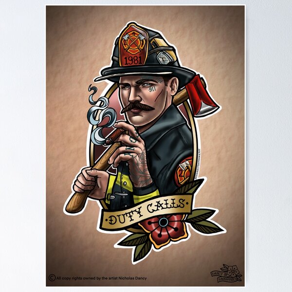 Fire Department Tattoo | Traditional Style Ink