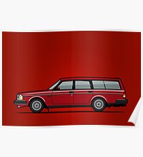 Volvo 245 Brick Wagon 200 Series Red Poster