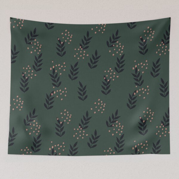 Item preview, Simple sprigs on olive green designed and sold by laura didthis.
