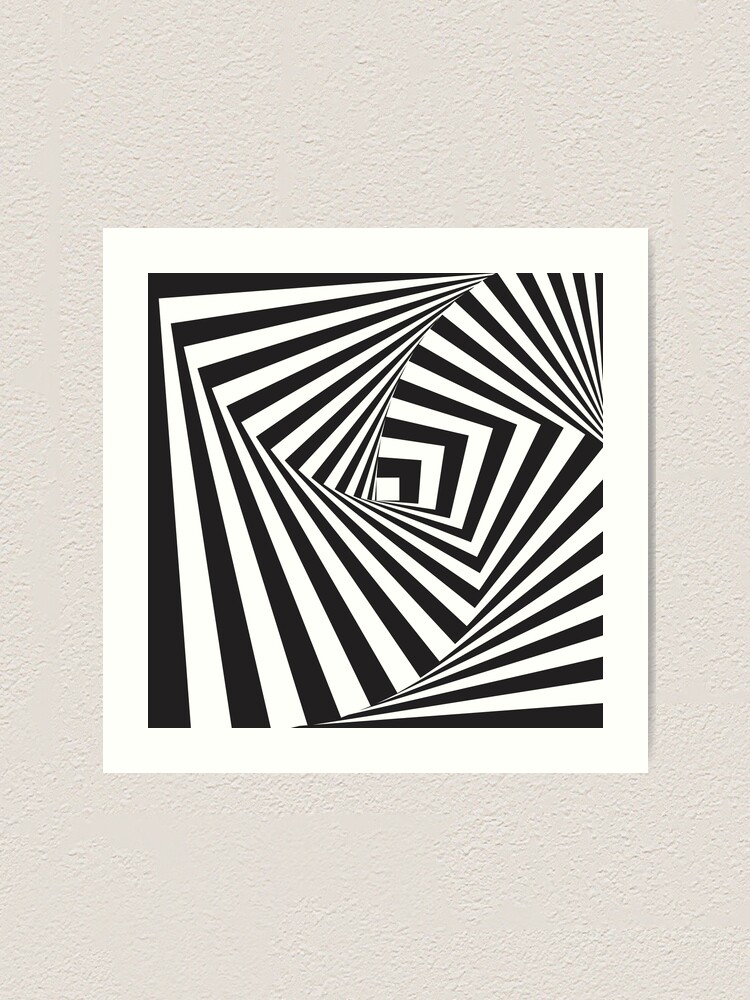 Black And White Op-Art Spiral Art Print for Sale by artsandsoul