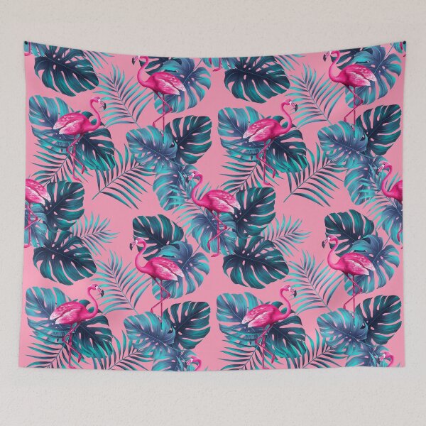 Item preview, Tropical print with flamingos designed and sold by mcvc.