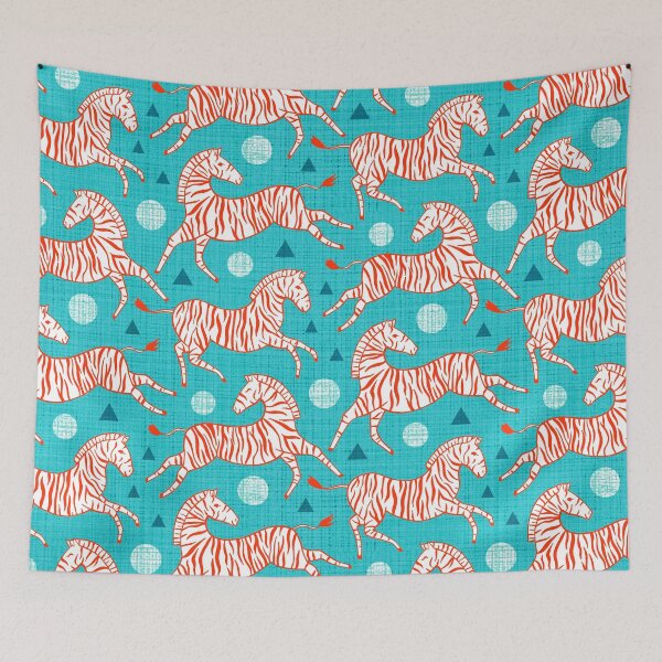 Item preview, Zebras - Red & Teal  designed and sold by TigaTiga.