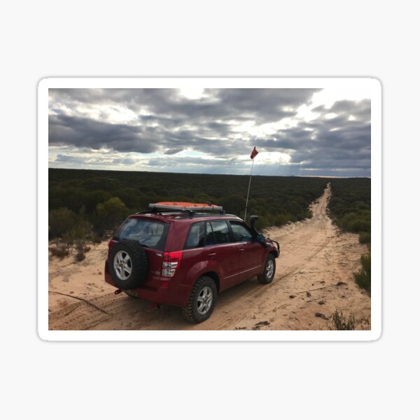 Suzuki Grand Vitara sand track and horizon Wyperfeld / Big Desert, Victoria, Australia Sticker