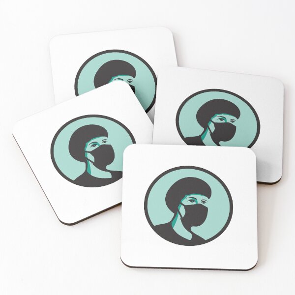 Item preview, Female Nurse Wearing Black Mask Mascot designed and sold by patrimonio.