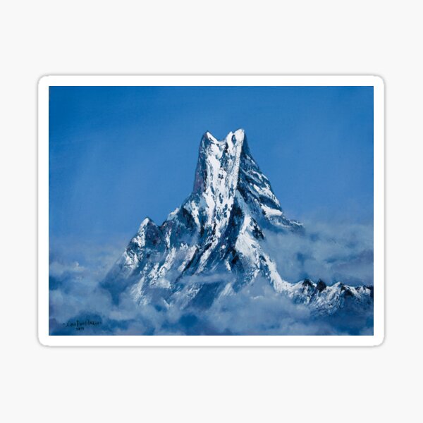 ANNAPURNA NEPAL - MOUNTAIN LANDSCAPE OIL PAINTING Sticker