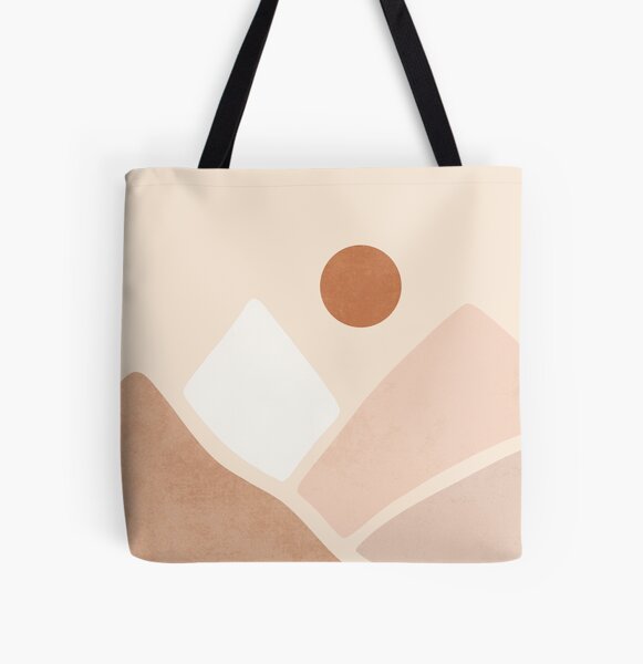 Tote Bag Book Tote bag boho mountains sun graphic beach Tote beige market  bag