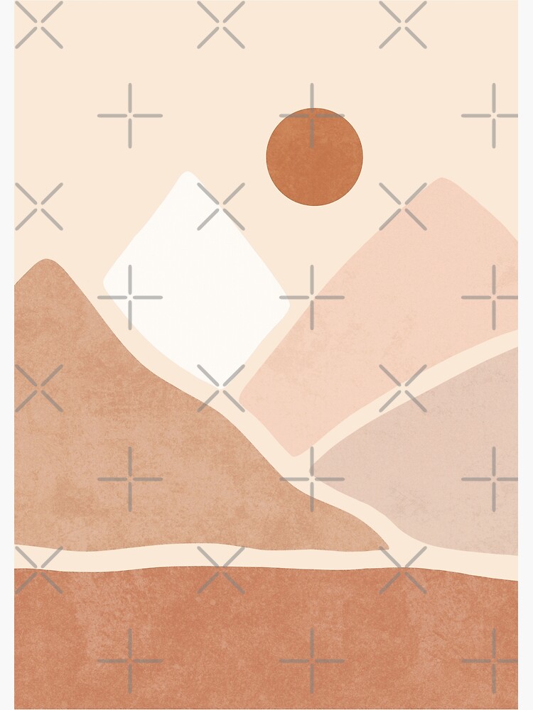 Discover Neutral boho mountain sun Premium Matte Vertical Poster