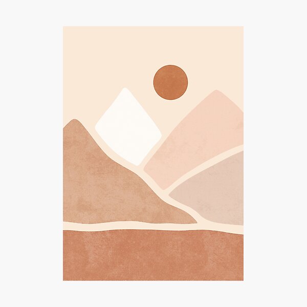 Neutral boho mountain sun Photographic Print