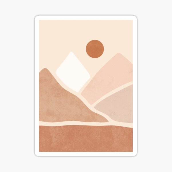 Neutral boho mountain sun Sticker