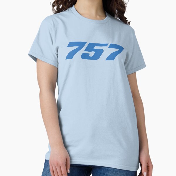 Vista previa del artículo con la obra «Boeing 757 (Azul, Horizontal)», diseñado y vendido por Fly Buy Wear.