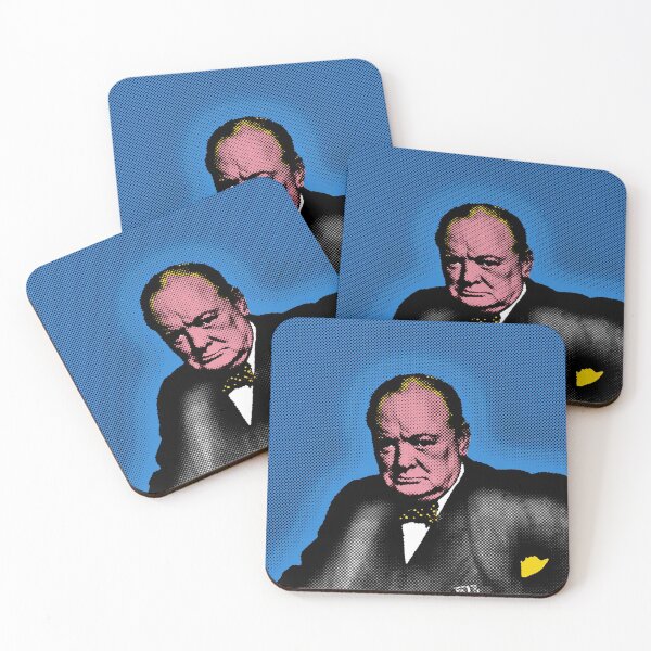 Item preview, Winston Churchill Pop Art Portrait in Blue Background designed and sold by OnlyPopArt.