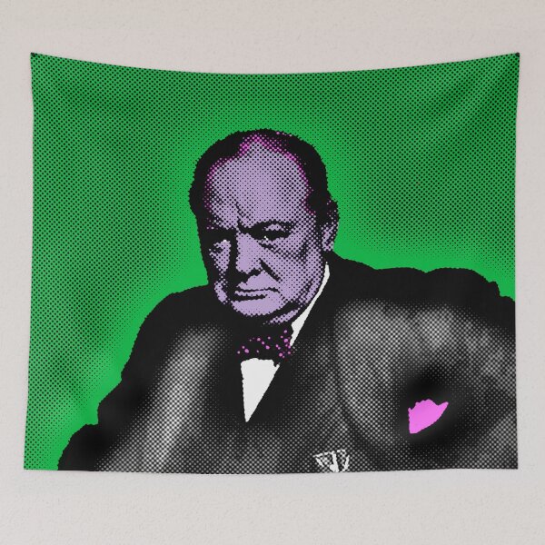 Item preview, Winston Churchill Pop Art Portrait in Green Background designed and sold by OnlyPopArt.