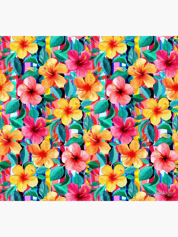 OTT Maximalist Hawaiian Hibiscus Floral with Stripes by micklyn