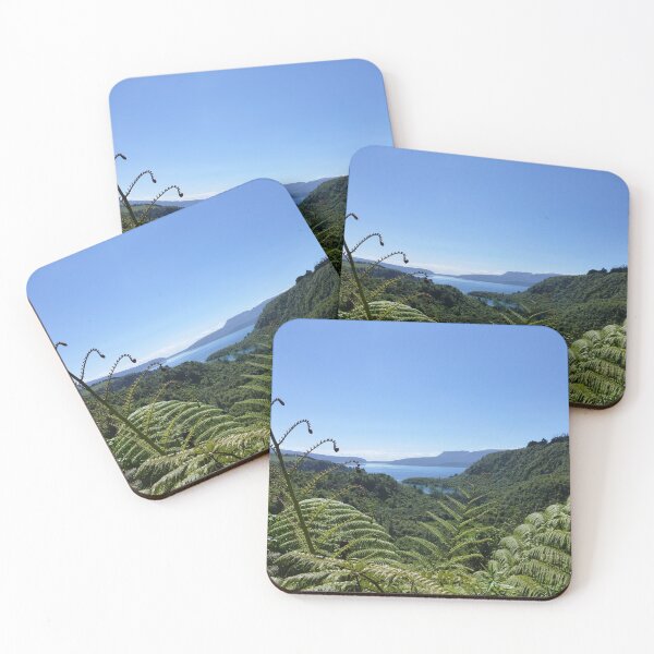 Item preview, A quintessentially New Zealand view silver ferns across a volcanic lake designed and sold by Juliette Remfrey.