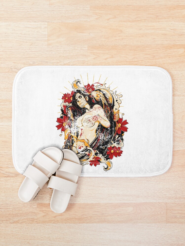 Alternate view of Cinco de Mayo Mexican Tattoo Pin-up Retro Vintage Day of The Dead Bath Mat