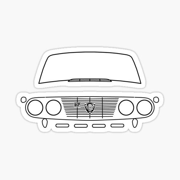 Lancia Fulvia Oldtimer-Umrissgrafik (schwarz) Sticker